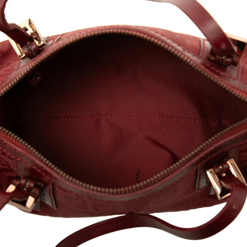 Fendi Zucchino Canvas Barrel Handbag Red Canvas Good - Model View