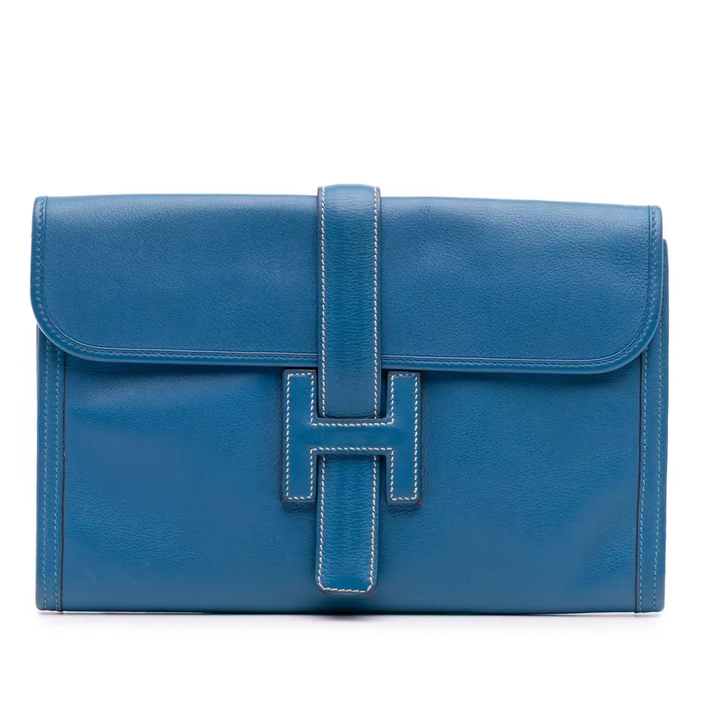 Hermès Swift Jige Elan 29 Blue Leather Very good - Front View
