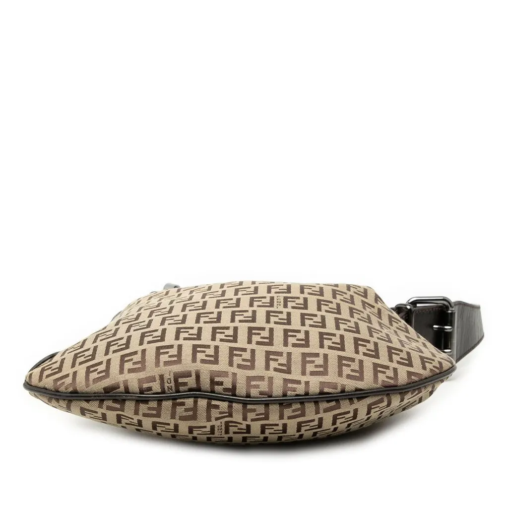 Fendi Zucchino Oyster Shoulder Bag Beige Good - Inside View