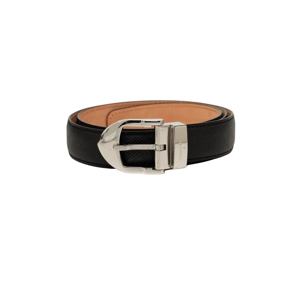 Louis Vuitton Taiga Ceinture Classique Belt Black Leather Very good - Front View