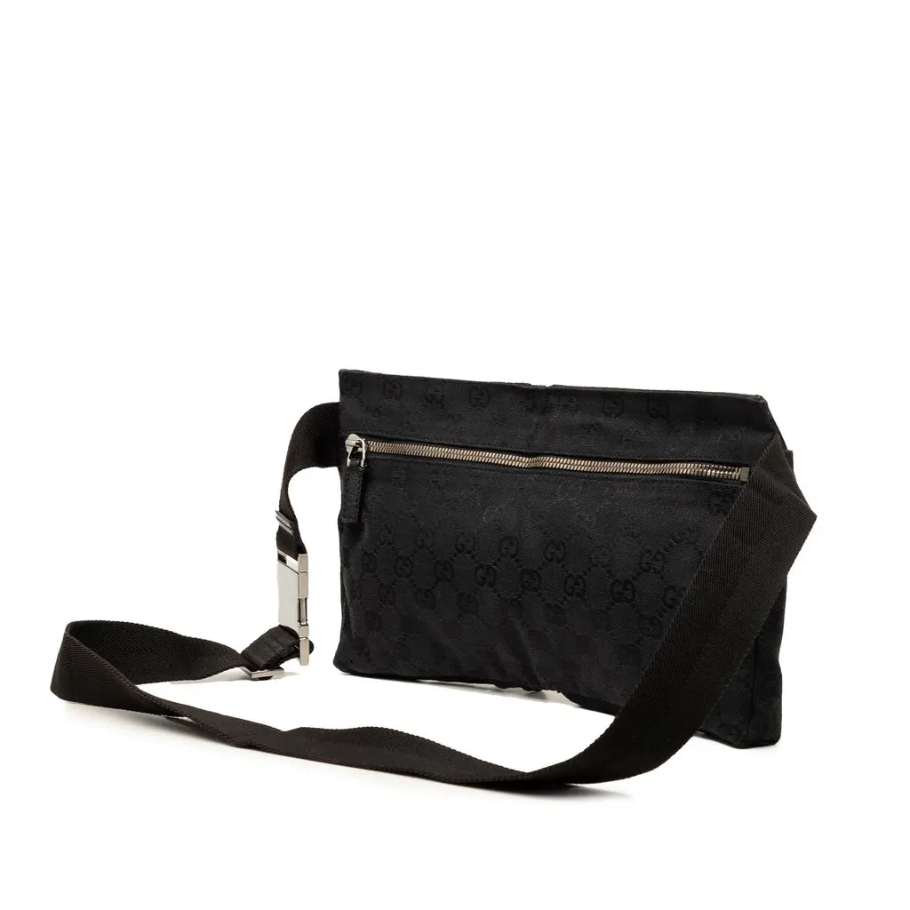 Gucci GG Canvas Double Pocket Belt Bag Black Very good - Back View