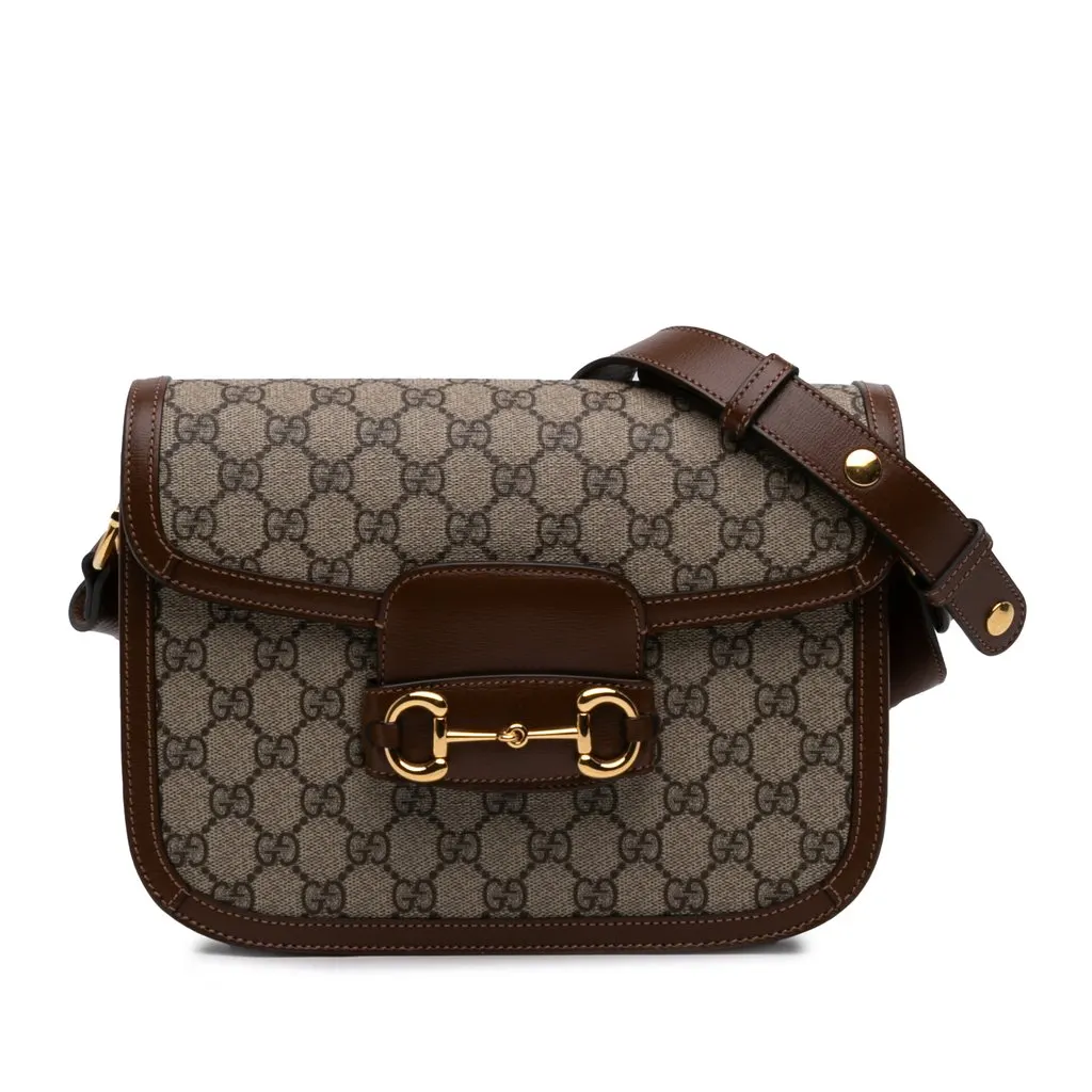 Gucci Medium GG Supreme Horsebit 1955 Shoulder Bag Beige Very good - Front View