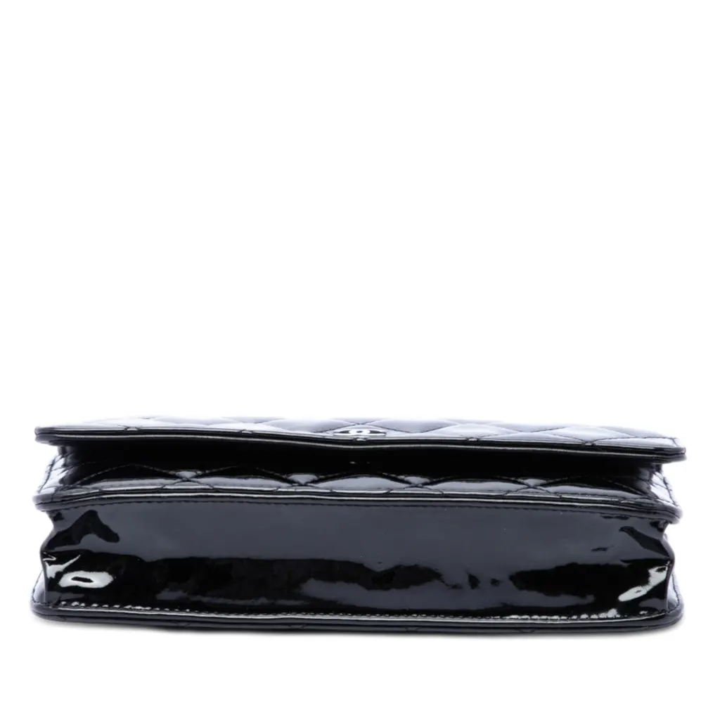 Chanel CC Quilted Patent Wallet On Chain Black Leather Very good - Inside View