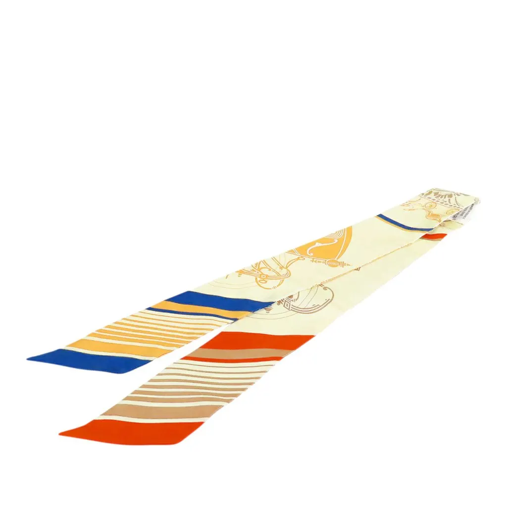 Hermès Ex Libris Silk Twilly Scarf Yellow Very good - Back View