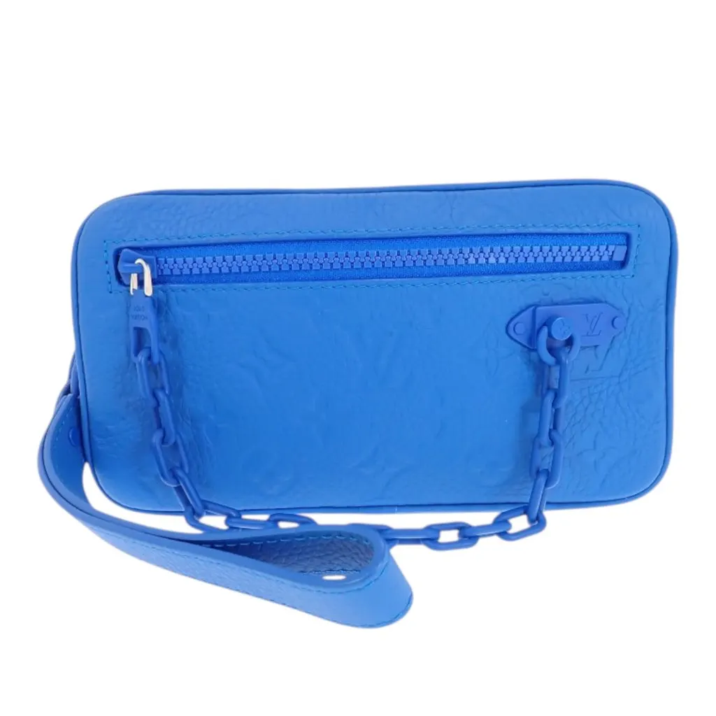 Louis Vuitton Monogram Taurillon Pochette Volga Blue Leather Very good - Front View