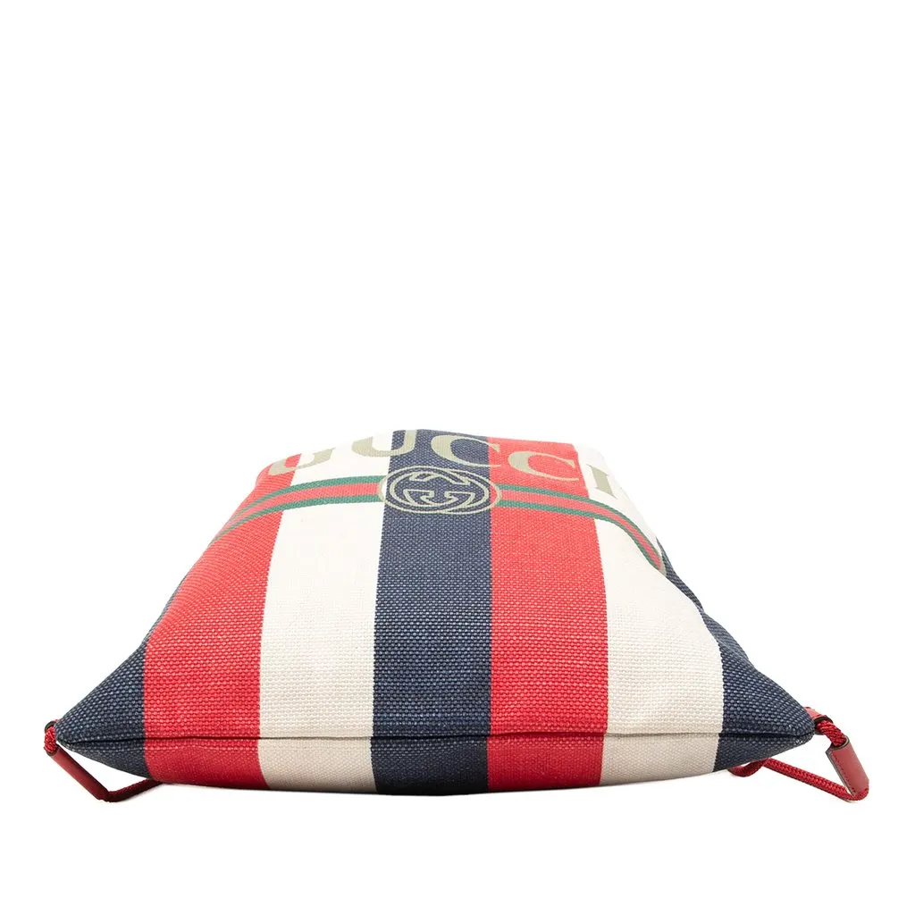 Gucci Canvas Sylvie Baiadera Web Drawstring Backpack Red Very good - Inside View