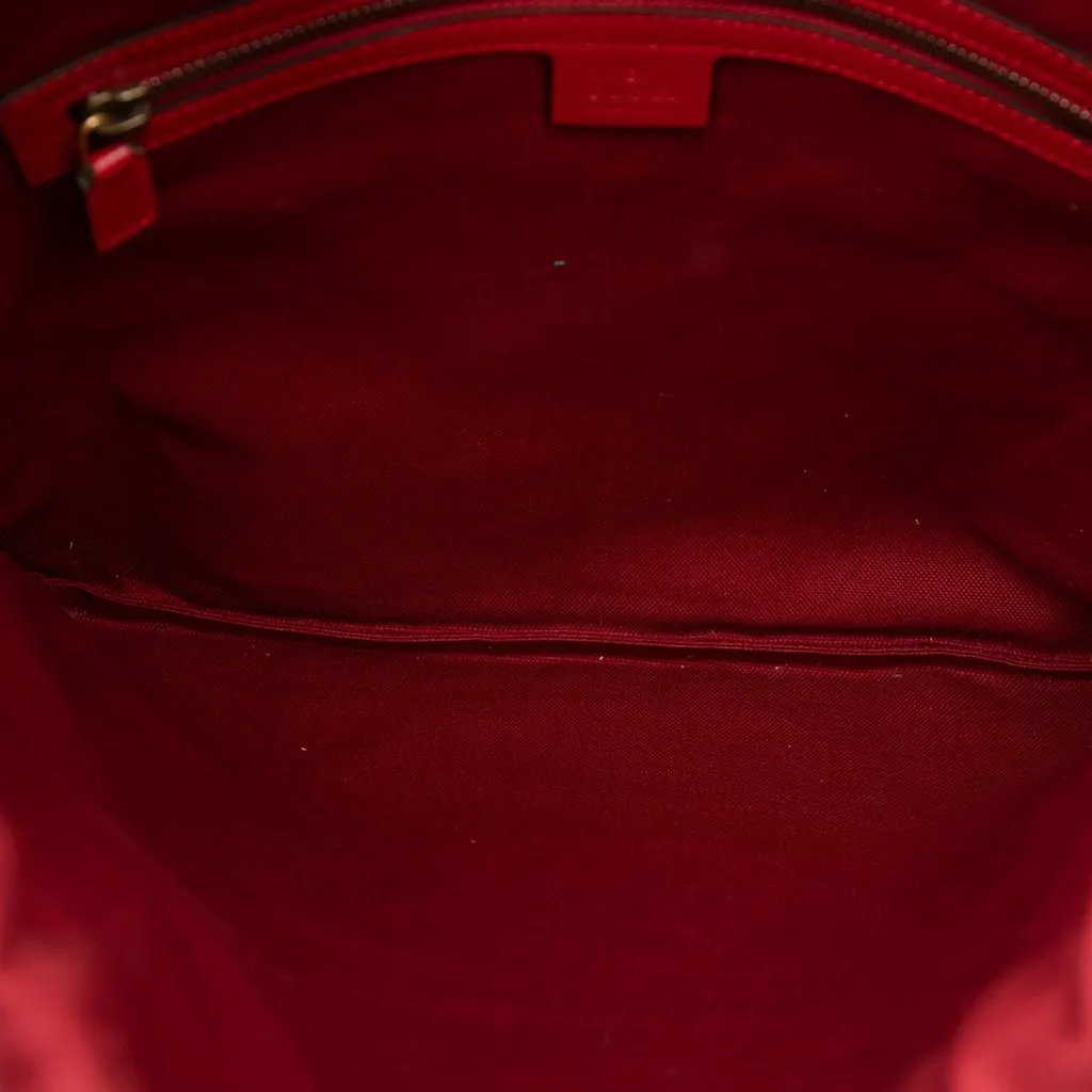 Gucci Canvas Sylvie Baiadera Web Drawstring Backpack Red Very good - Model View