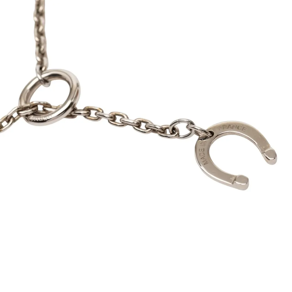 Hermès Palladium Plated Vulcanium Cheval Pendant Necklace Brown Metal Very good - Model View