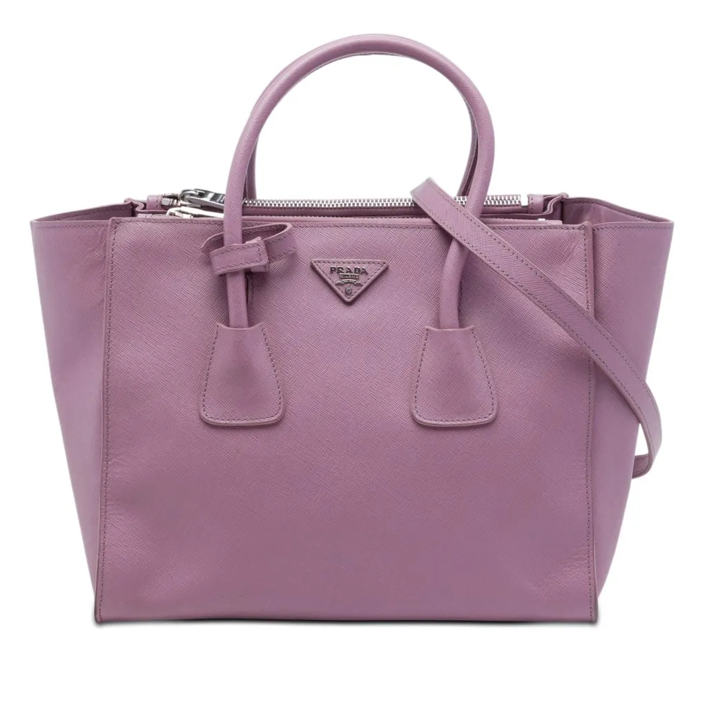 Prada Medium Saffiano Twin Pocket Satchel Purple Leather Very good - Front View