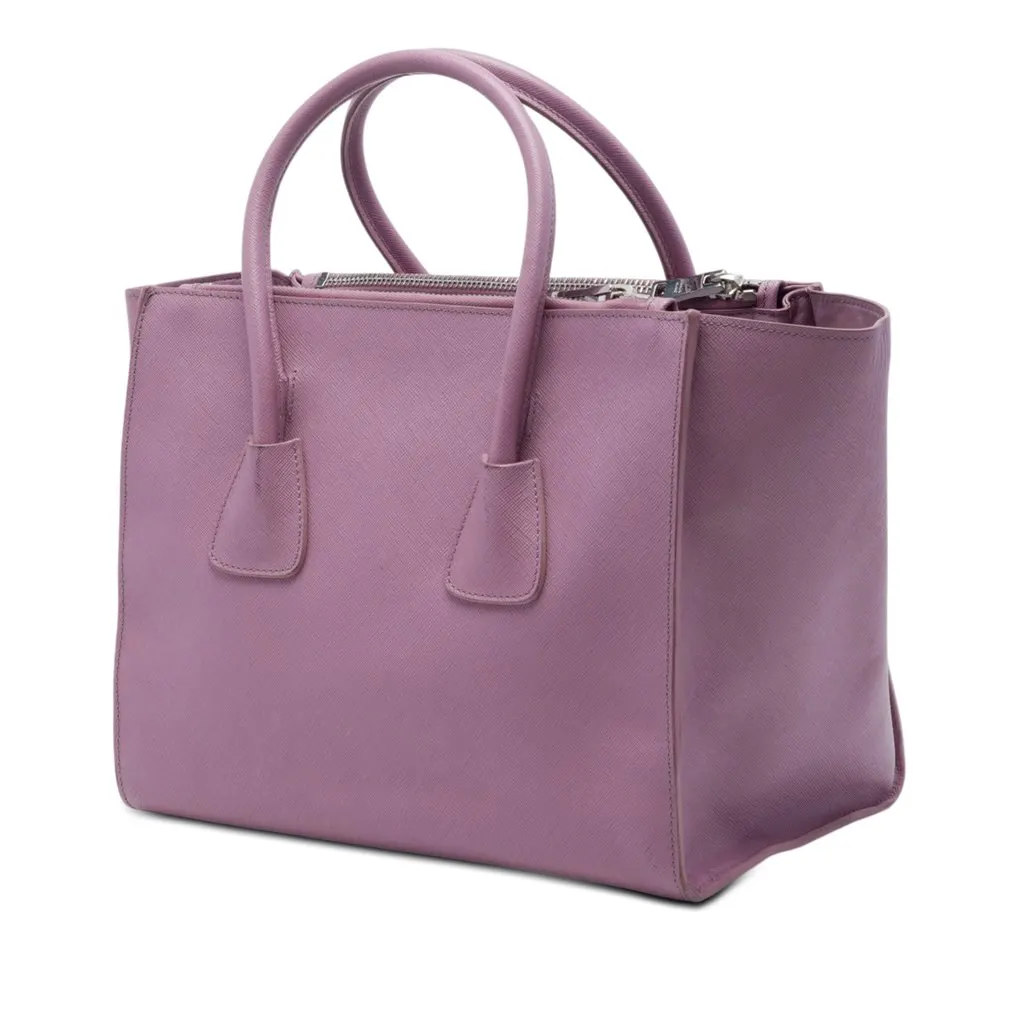 Prada Medium Saffiano Twin Pocket Satchel Purple Leather Very good - Back View
