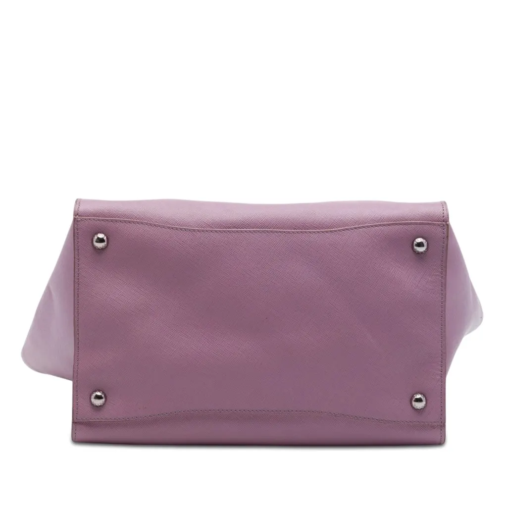 Prada Medium Saffiano Twin Pocket Satchel Purple Leather Very good - Inside View