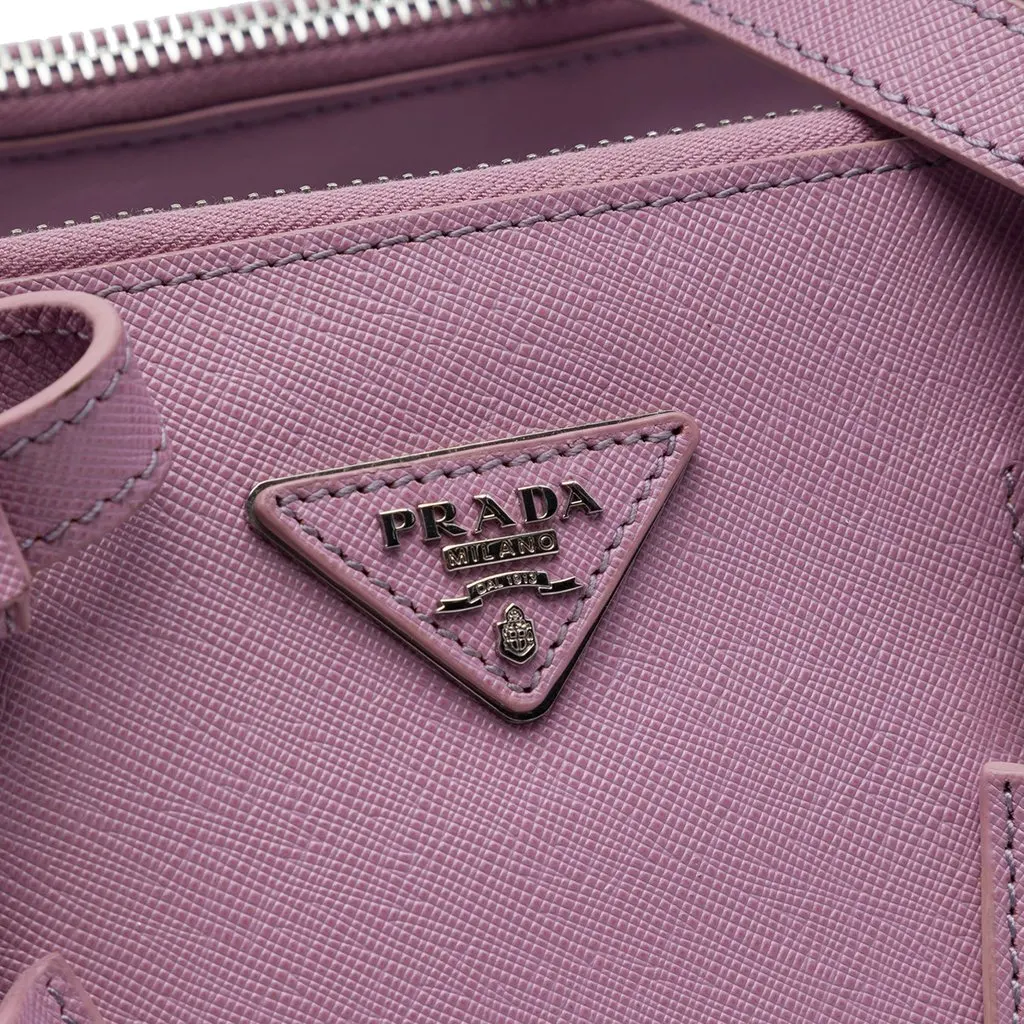 Prada Medium Saffiano Twin Pocket Satchel Purple Leather Very good - Box View