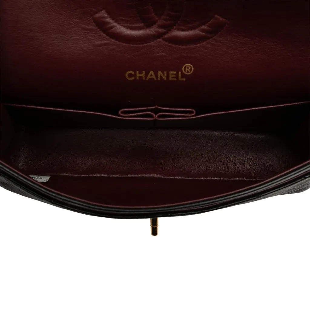 Chanel Medium Classic Lambskin Double Flap Black Leather Very good - Model View