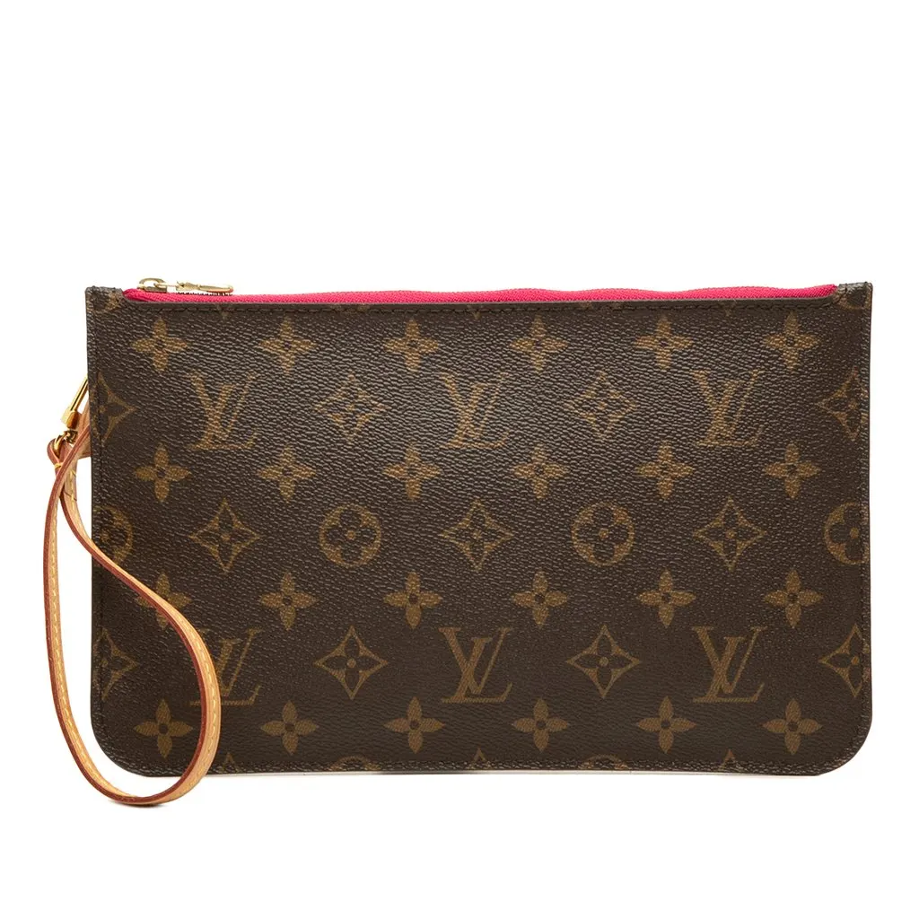 Louis Vuitton Monogram Neverfull MM Pouch Brown Canvas Very good - Front View