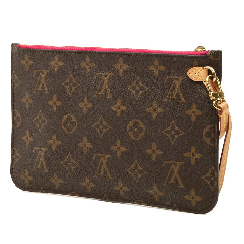 Louis Vuitton Monogram Neverfull MM Pouch Brown Canvas Very good - Back View