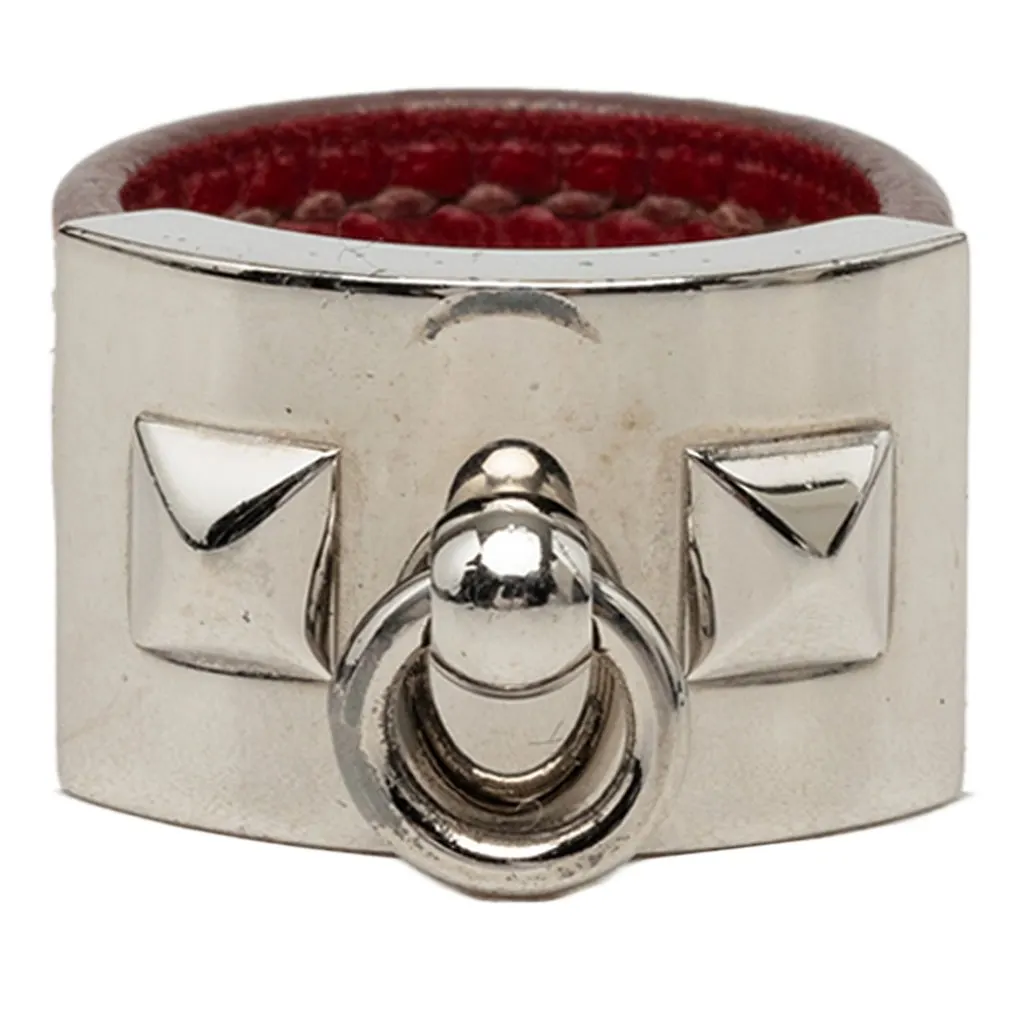 Hermès Palladium Plated Collier de Chien Ring Silver Palladium Very good - Front View