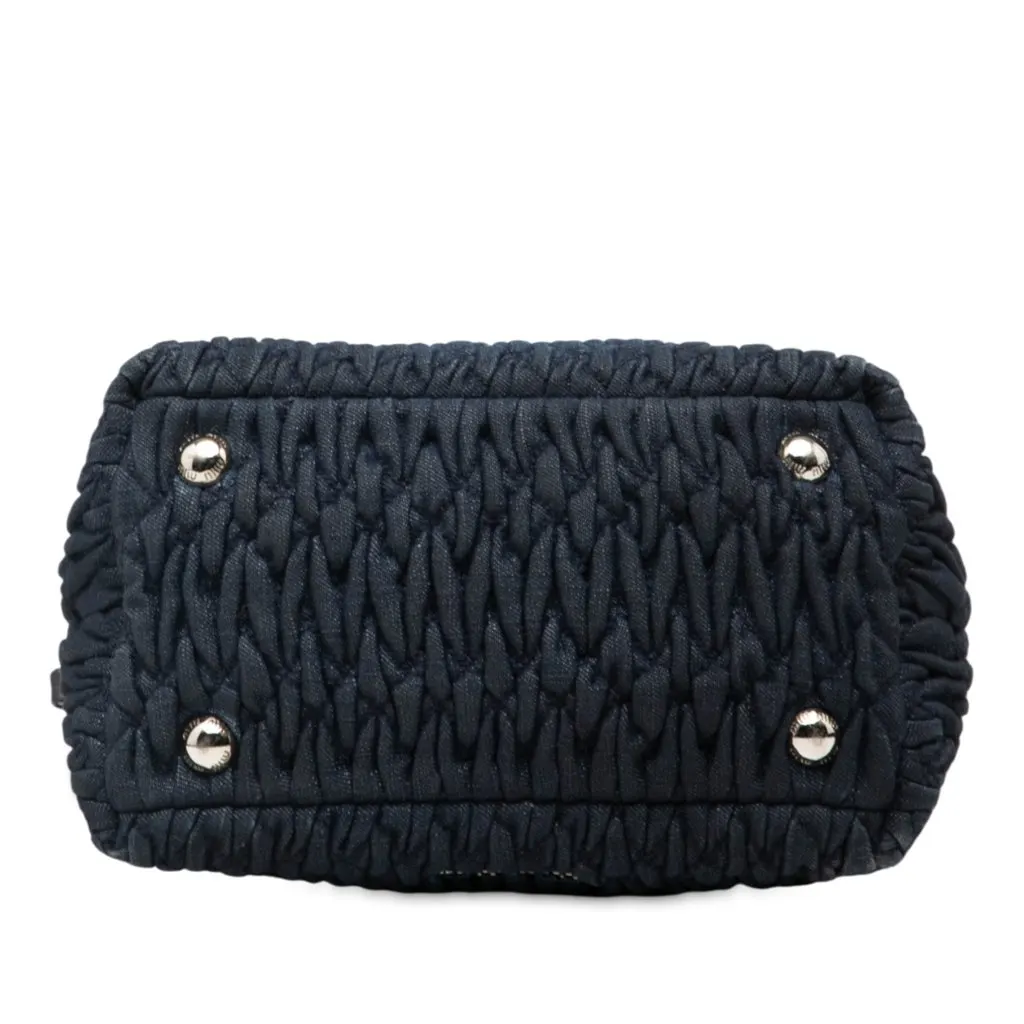Miu Miu Matelasse Denim Crystal Satchel Blue Very good - Inside View