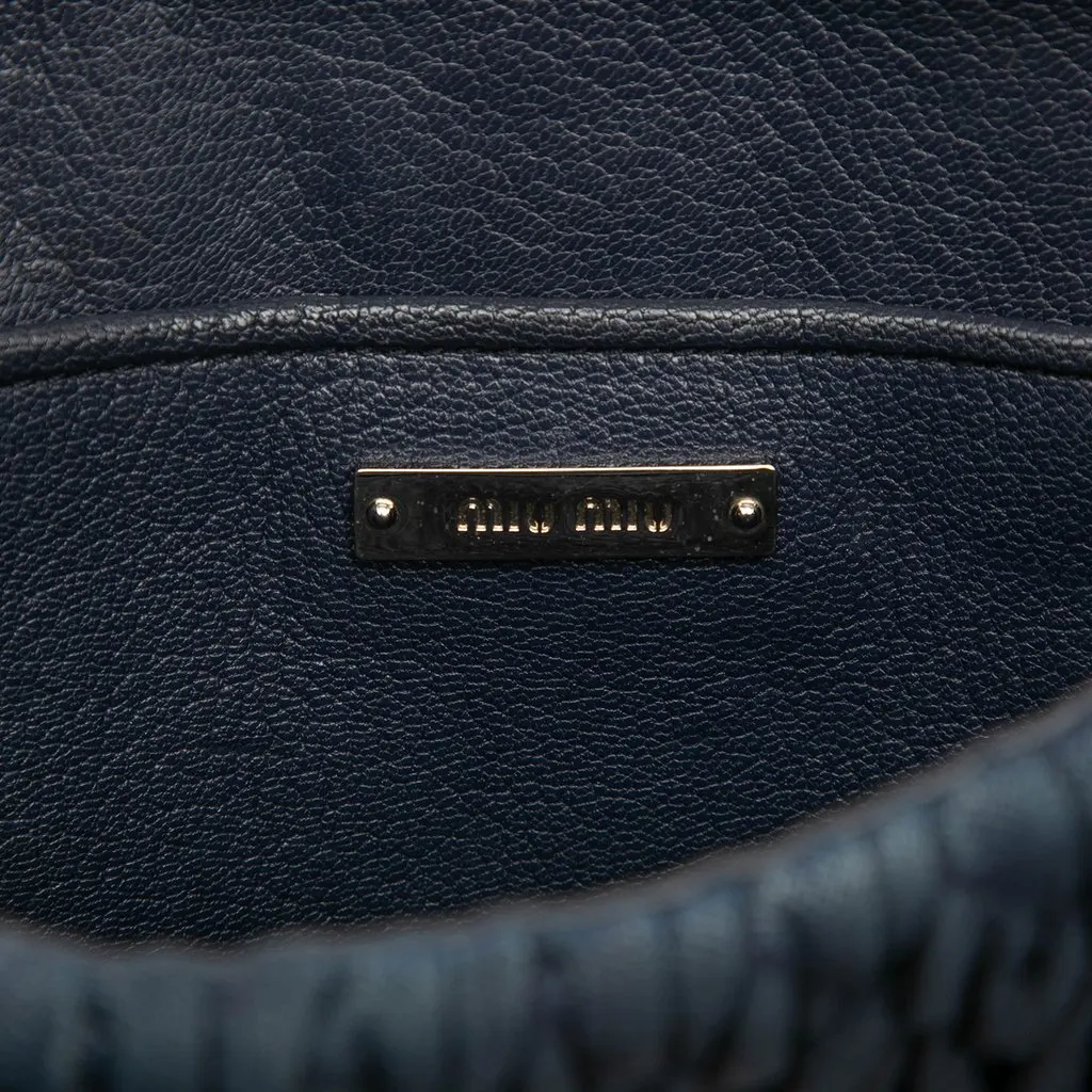 Miu Miu Matelasse Denim Crystal Satchel Blue Very good - Box View