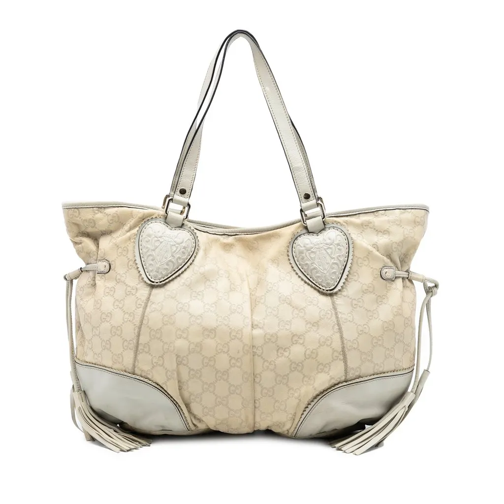 Gucci Large Guccissima Tribeca Tote Beige Leather Very good - Front View