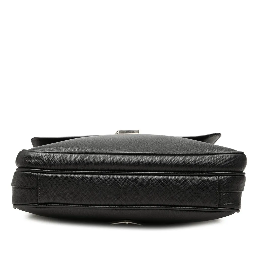 Prada Saffiano Buckle Messenger Bag Black Leather Very good - Inside View