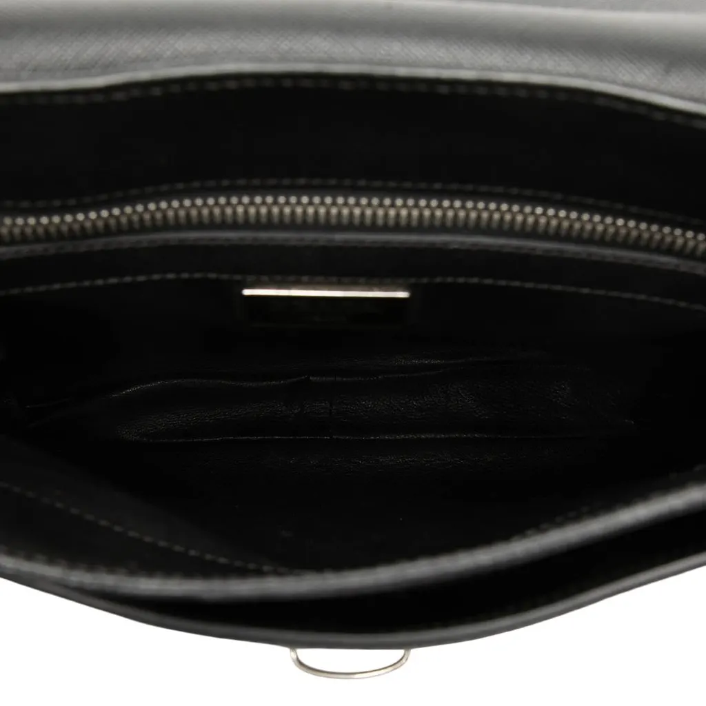Prada Saffiano Buckle Messenger Bag Black Leather Very good - Model View