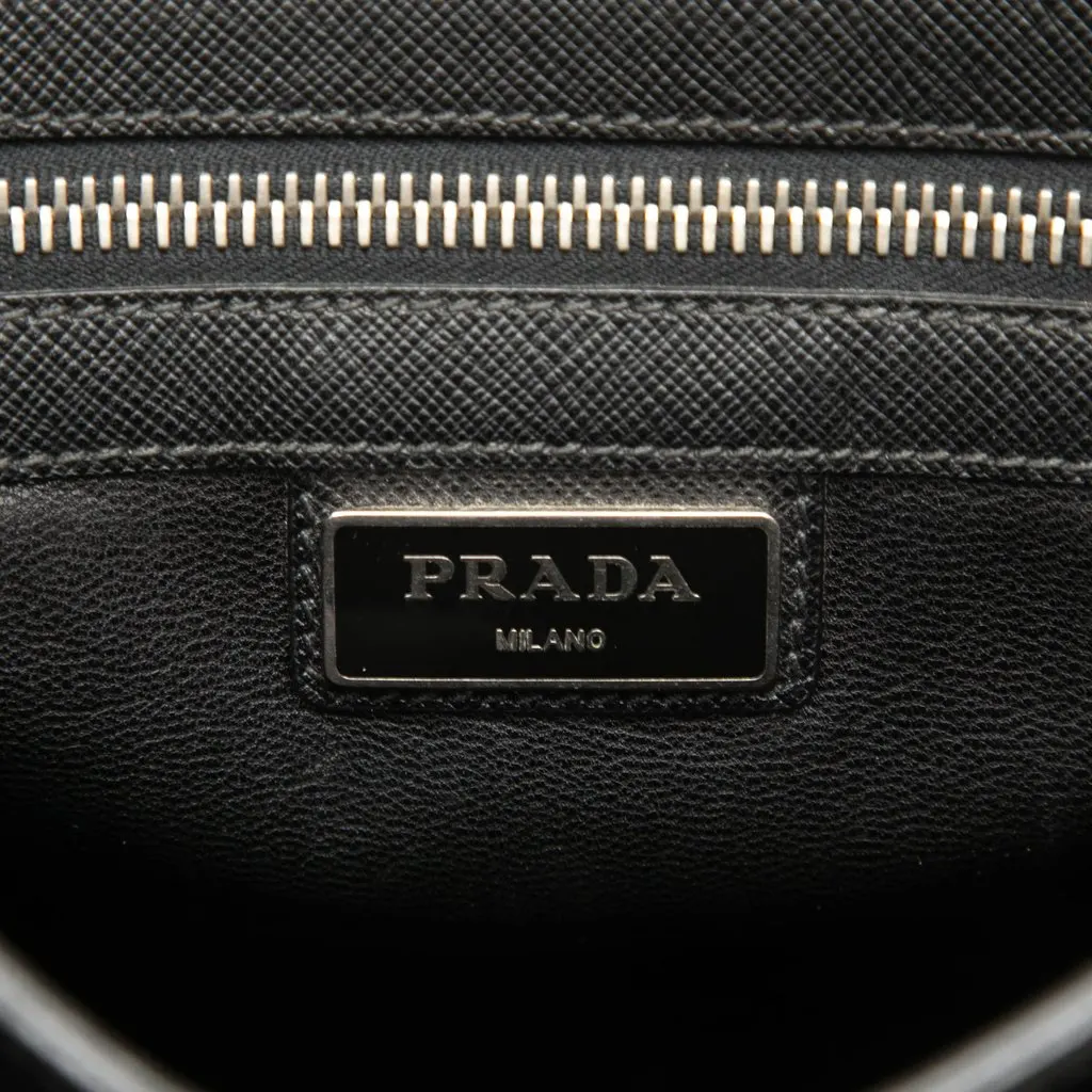 Prada Saffiano Buckle Messenger Bag Black Leather Very good - Box View