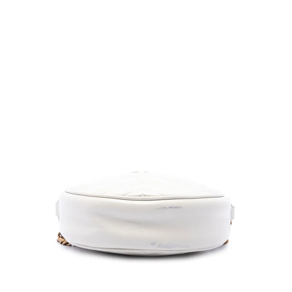 Gucci Mini GG Marmont Matelasse Calfskin Round Crossbody White Leather Very good - Inside View