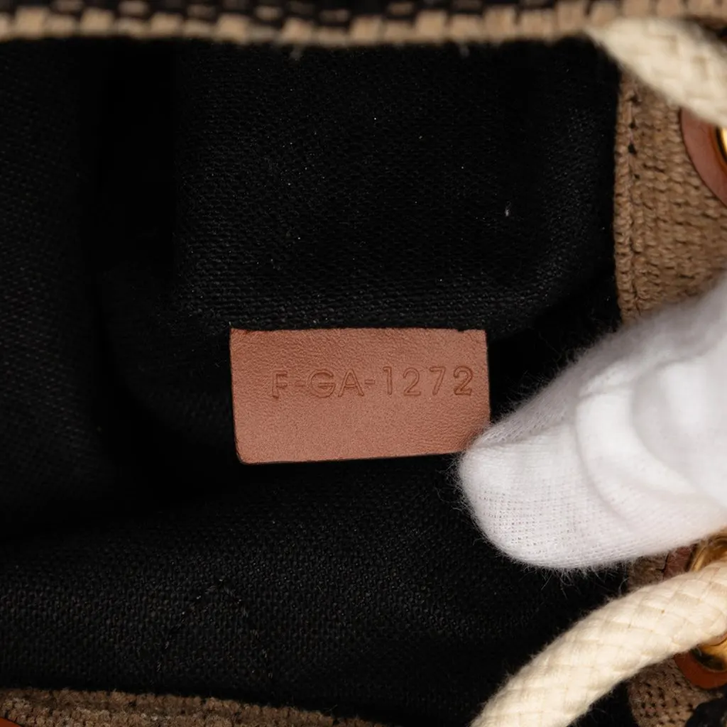 Celine Small Triomphe Raffia Drawstring Bucket Bag Brown Very good - Box View