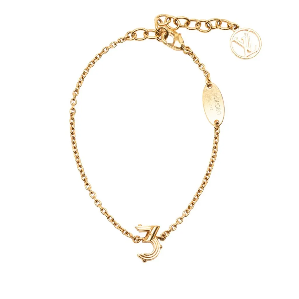 Louis Vuitton Gold Plated LV & Me Number 3 Bracelet Gold Metal Very good - Front View