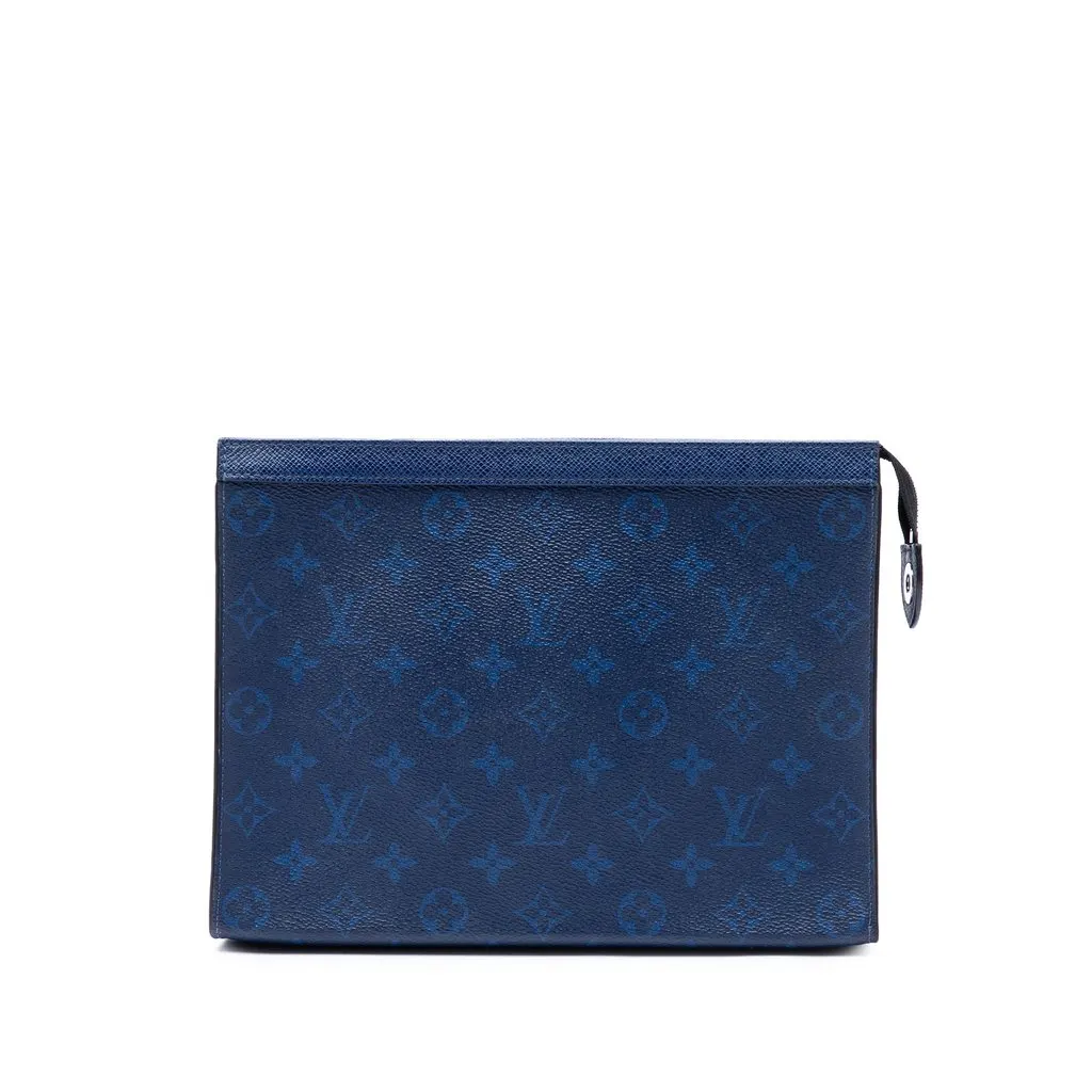 Louis Vuitton Monogram Taigarama Pochette Voyage MM Blue Canvas Very good - Front View