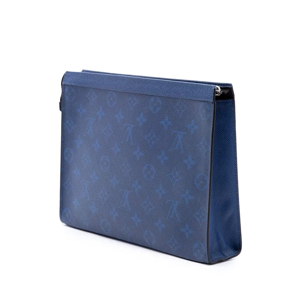 Louis Vuitton Monogram Taigarama Pochette Voyage MM Blue Canvas Very good - Back View