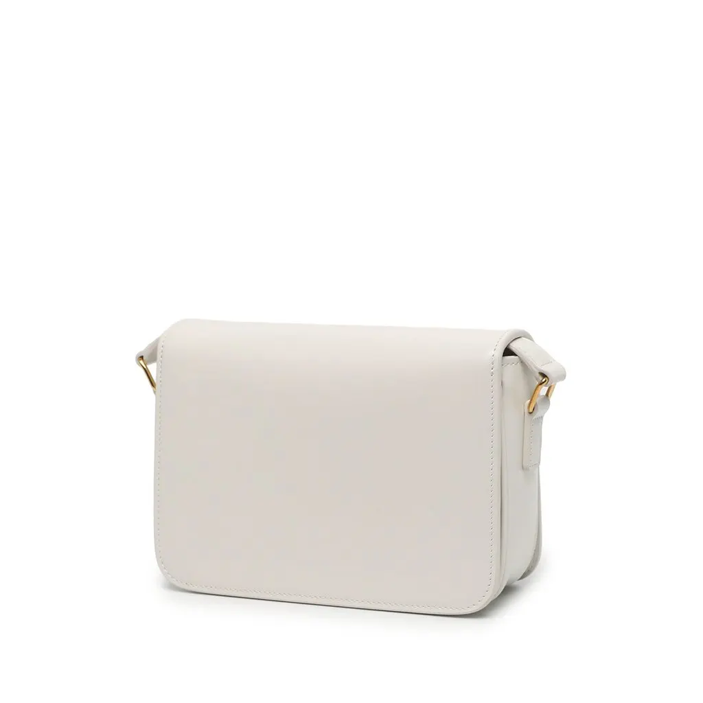 Celine Teen Shiny Calfskin Triomphe Crossbody White Leather Very good - Back View