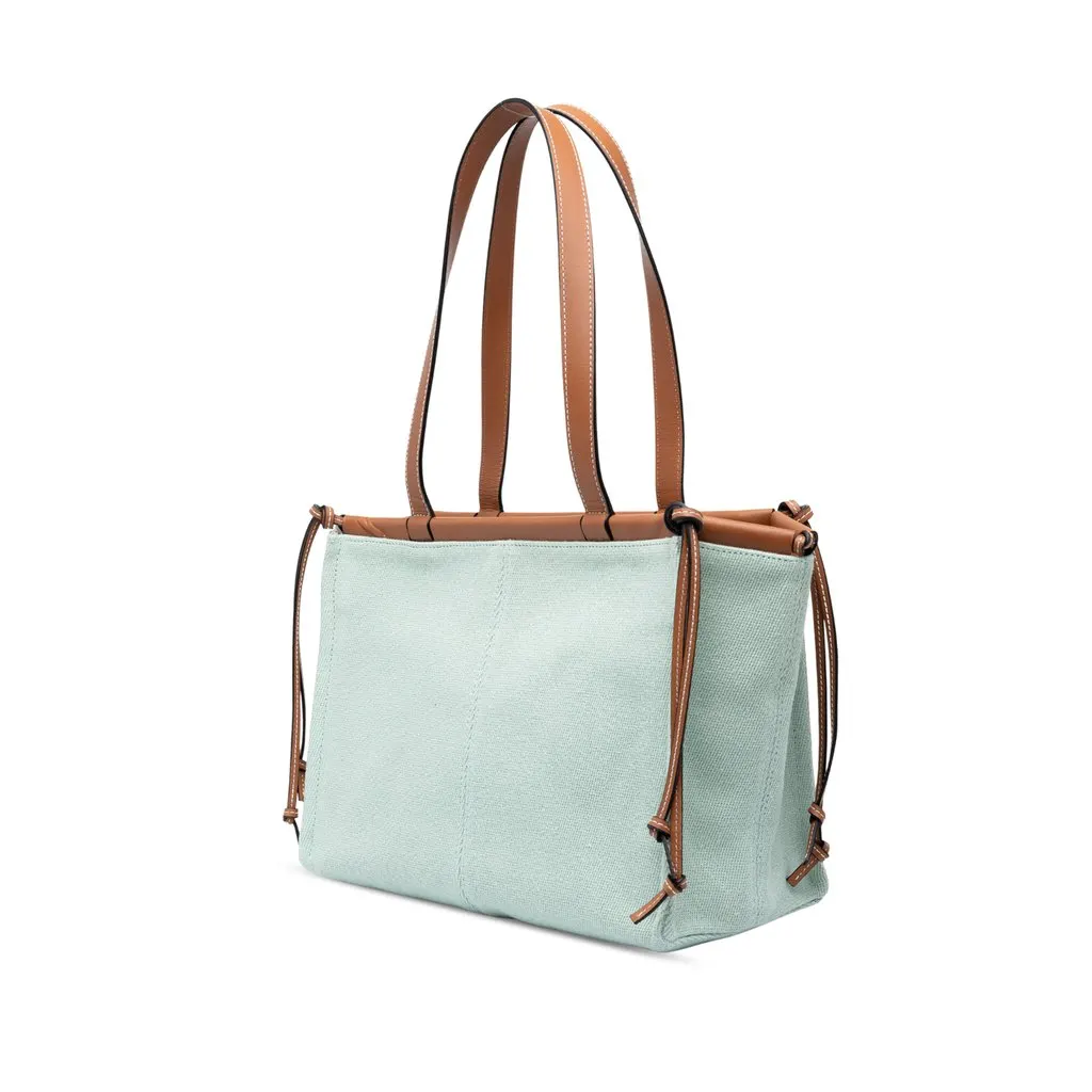 Loewe Small Canvas Cushion Tote Green Canvas Good - Back View
