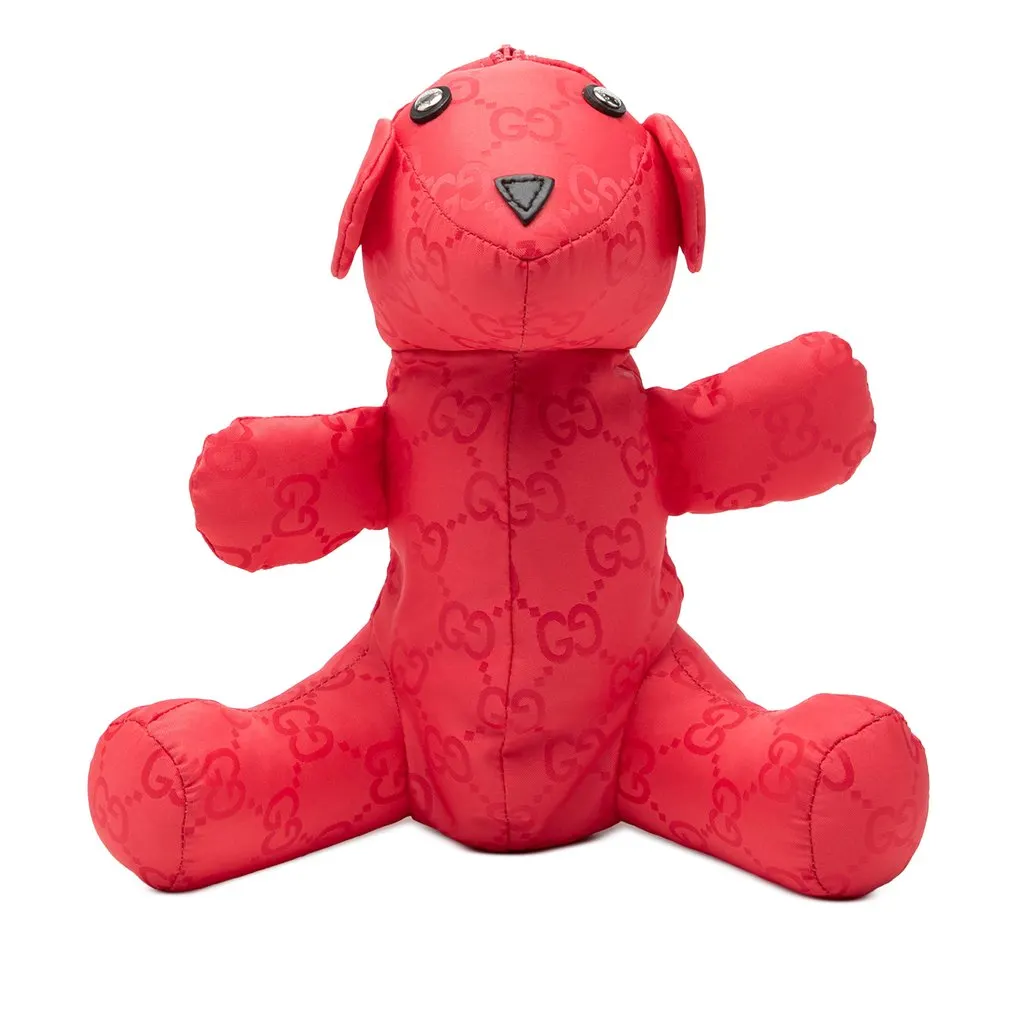 Gucci GG Nylon Teddy Bear Pouch Red Very good - Front View
