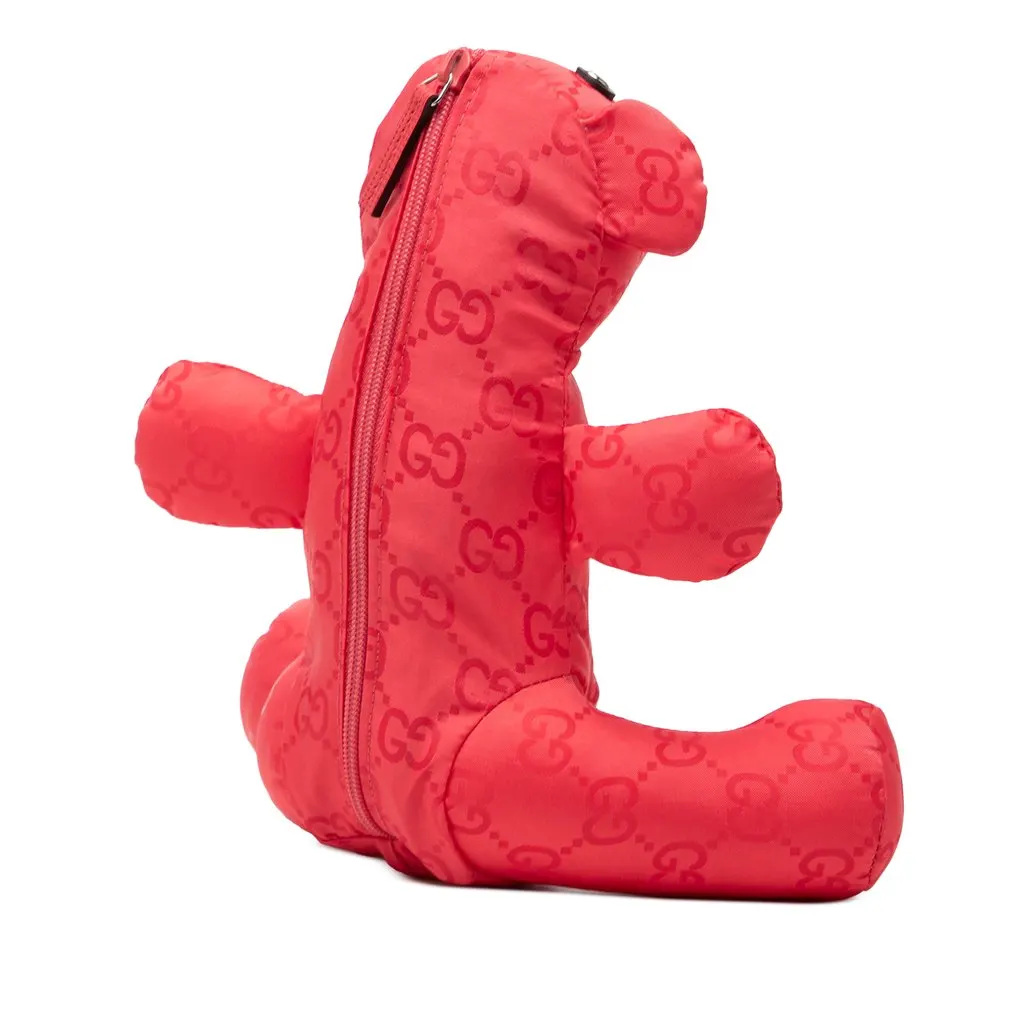 Gucci GG Nylon Teddy Bear Pouch Red Very good - Back View