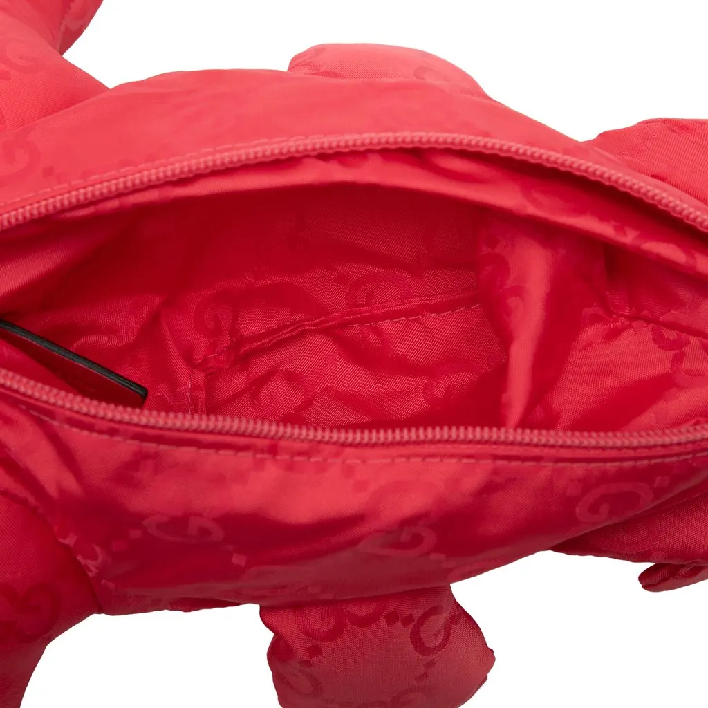 Gucci GG Nylon Teddy Bear Pouch Red Very good - Model View