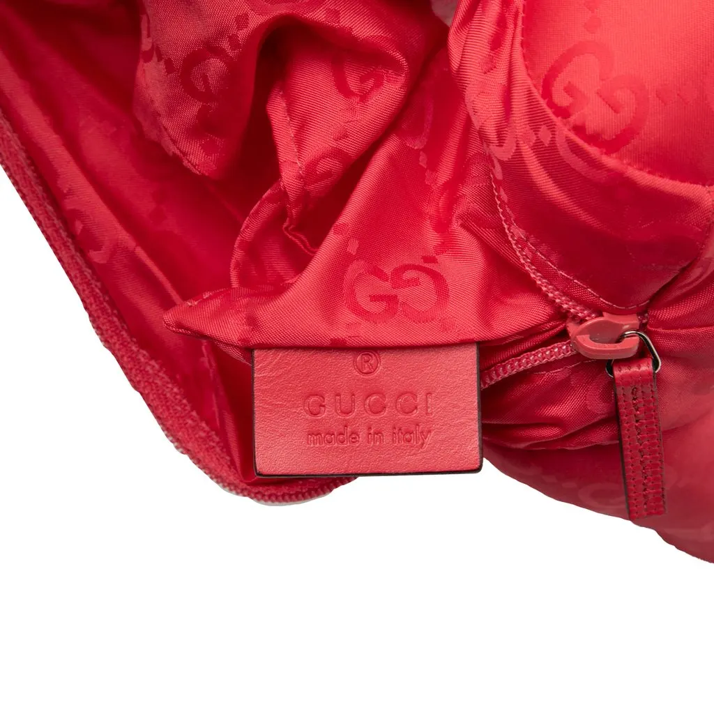 Gucci GG Nylon Teddy Bear Pouch Red Very good - Box View