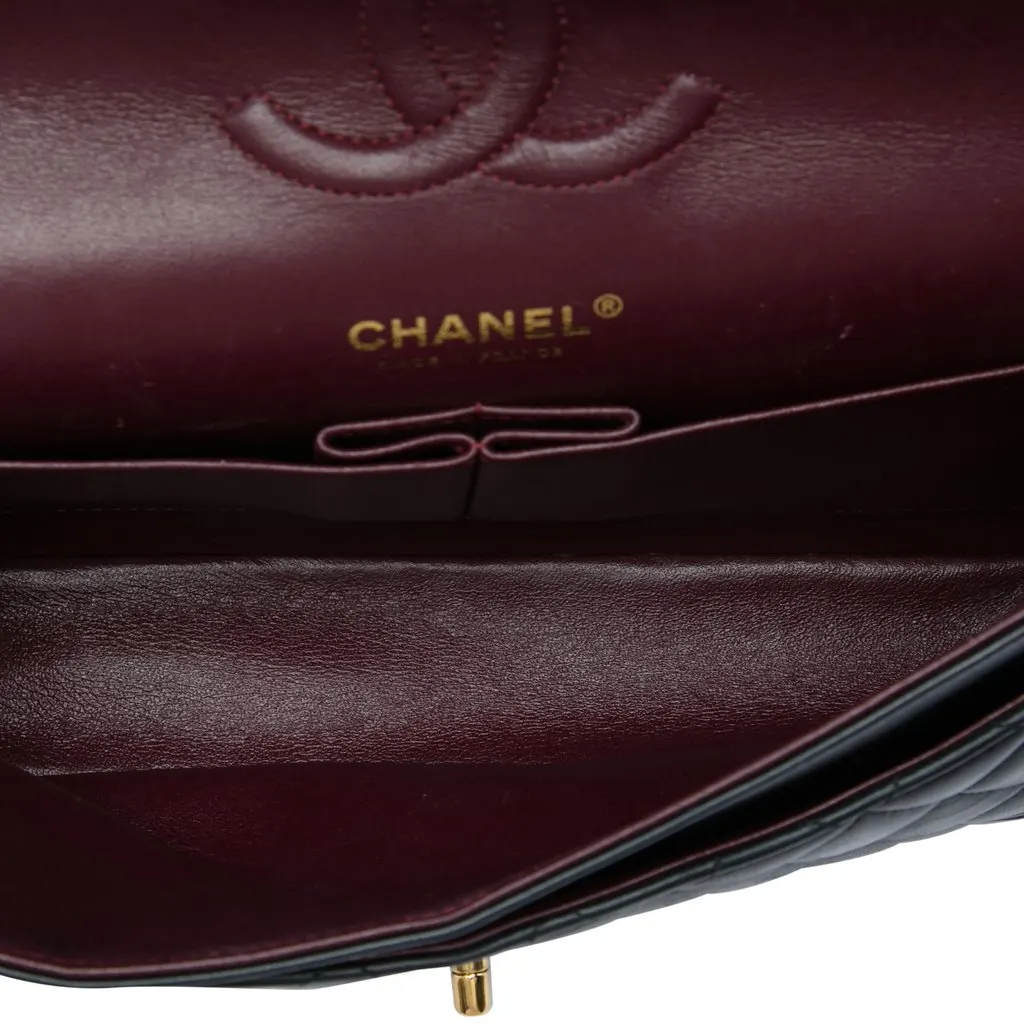 Chanel Medium Classic Lambskin Double Flap Black Leather Very good - Model View