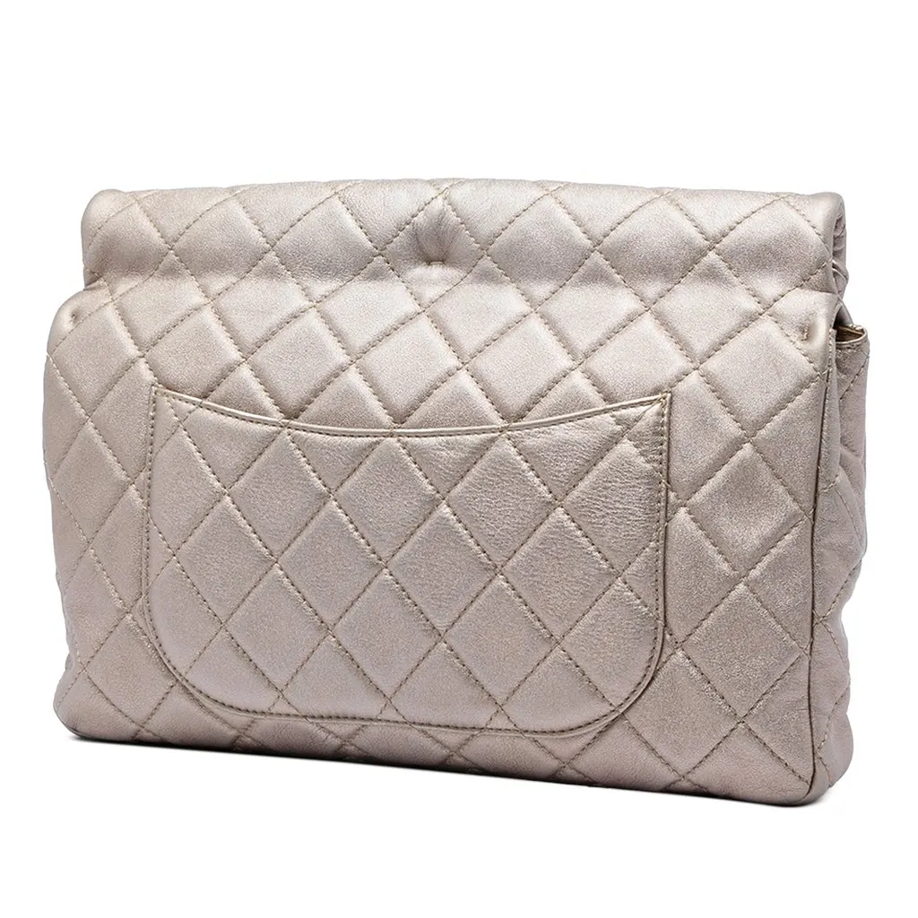 Chanel Large Quilted Iridescent Calfskin Reissue 2.55 Roll Clutch Gold Leather Very good - Back View