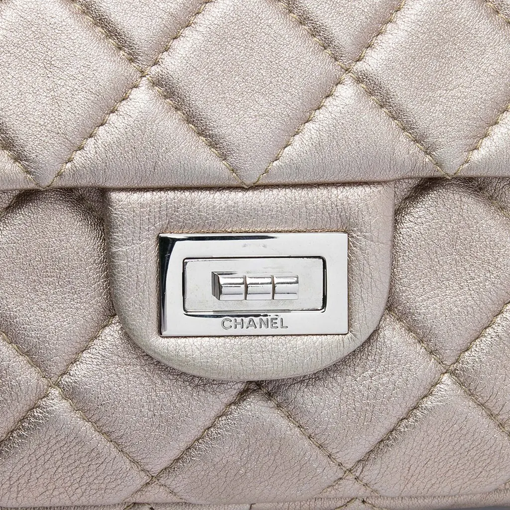 Chanel Large Quilted Iridescent Calfskin Reissue 2.55 Roll Clutch Gold Leather Very good - Box View