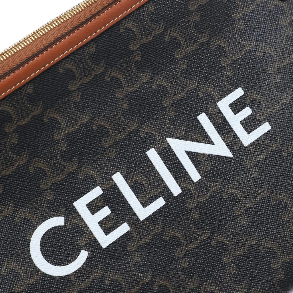 Celine Small Triomphe Coated Canvas Clutch Brown Canvas Very good - Box View