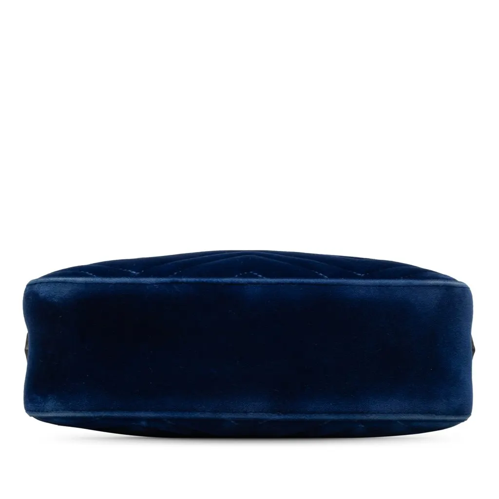 Gucci Small GG Marmont Matelasse Velvet Crossbody Blue Good - Inside View