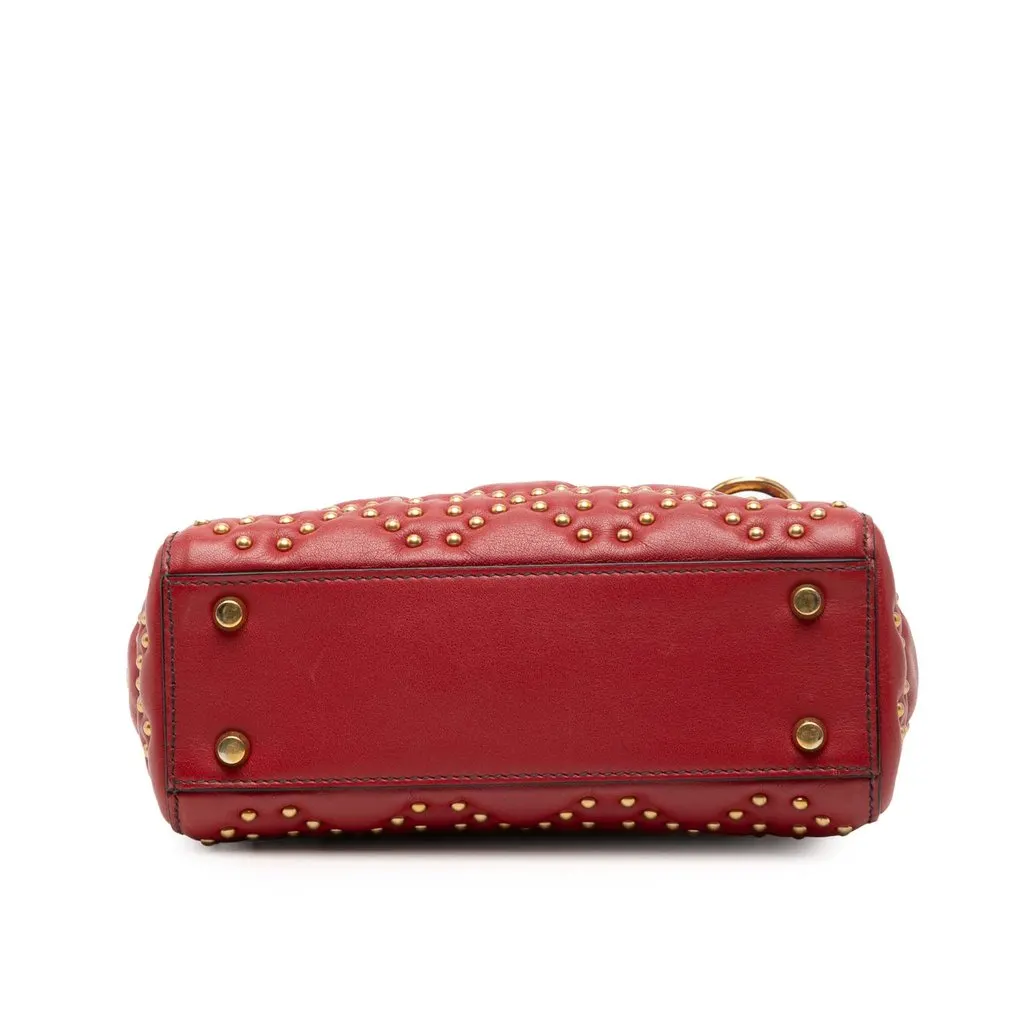 Dior Mini Lambskin Cannage Studded Supple Lady Dior Red Leather Very good - Inside View