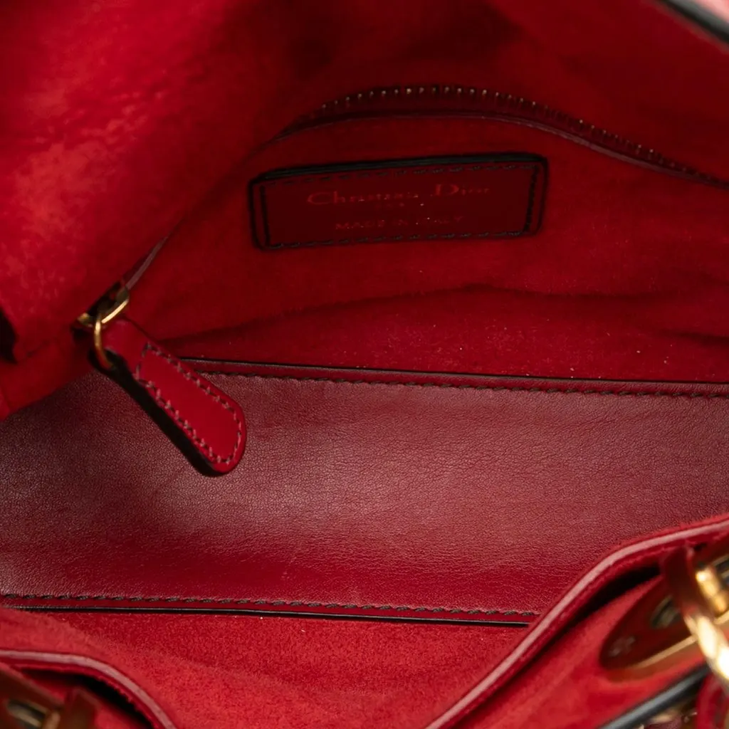 Dior Mini Lambskin Cannage Studded Supple Lady Dior Red Leather Very good - Model View