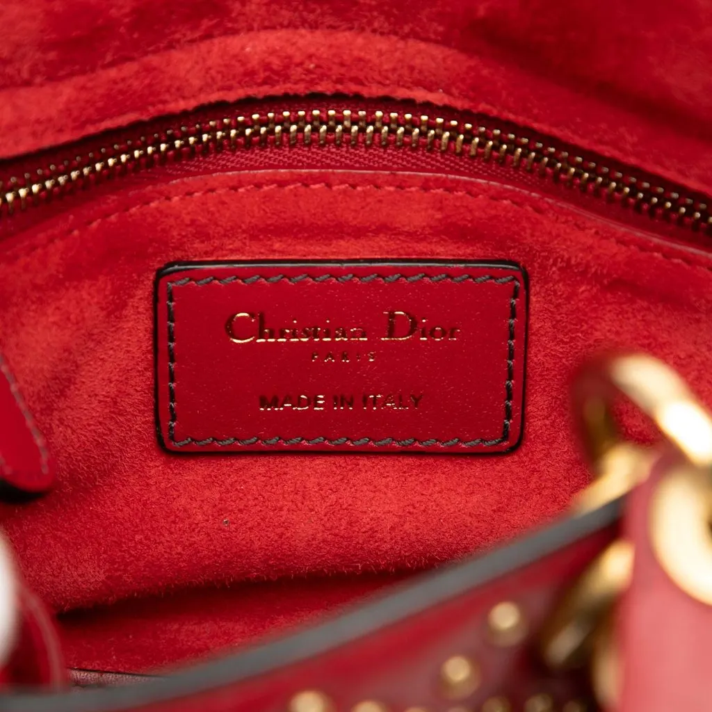 Dior Mini Lambskin Cannage Studded Supple Lady Dior Red Leather Very good - Box View