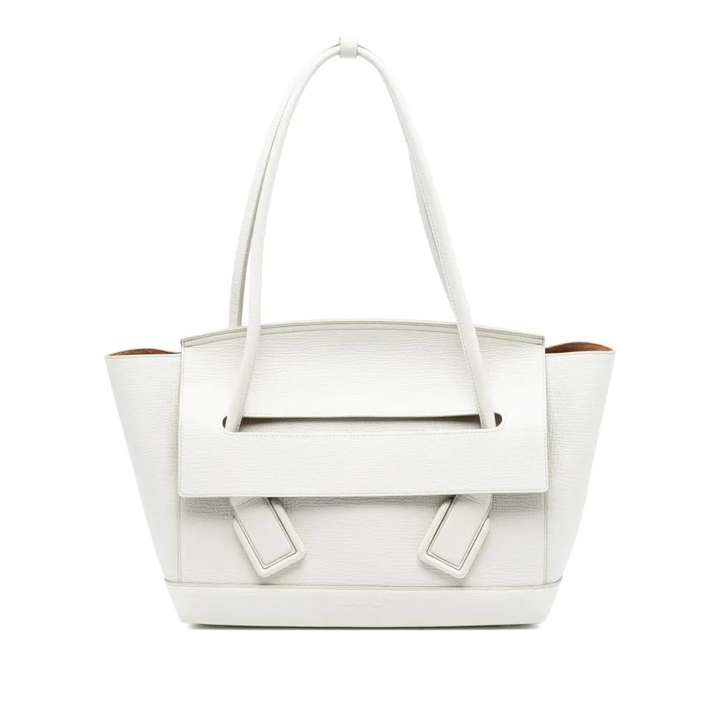 Bottega Veneta Medium French Calfskin The Arco Tote White Leather Very good - Front View