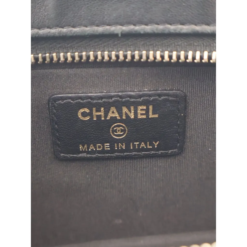 Chanel Quilted Lambskin Front Pocket Clutch With Chain Black Leather Very good - Box View