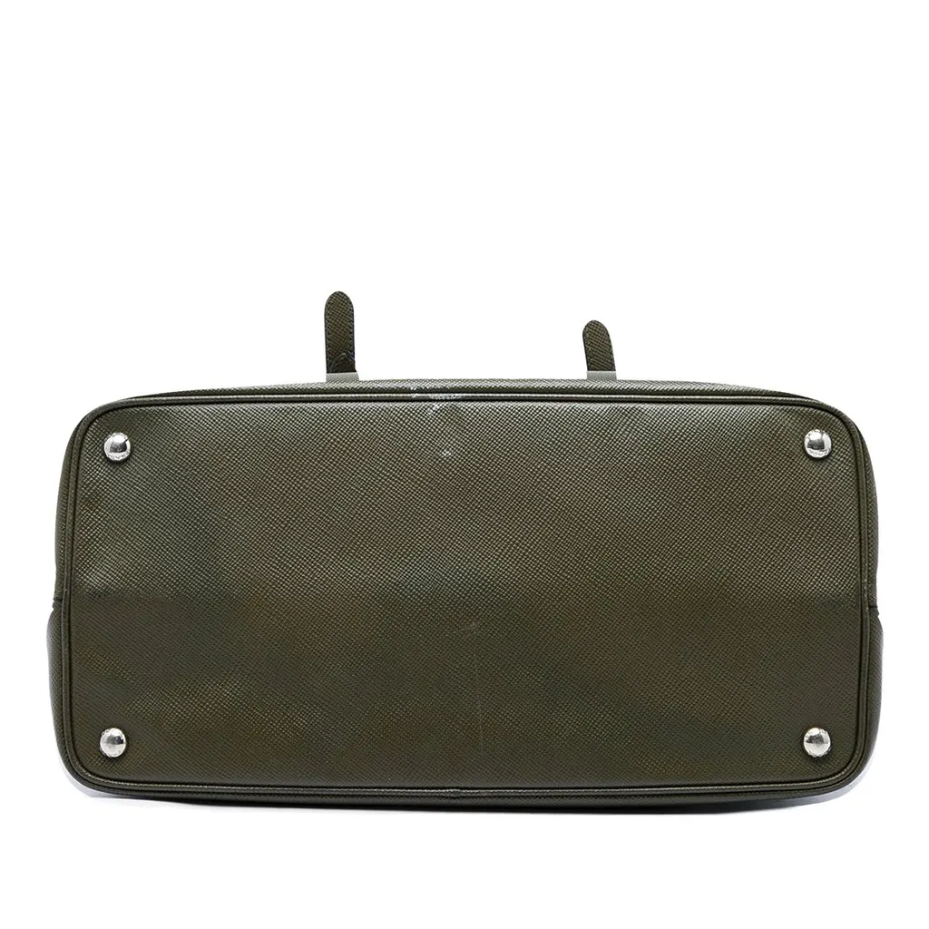 Prada Large Saffiano Cuir Double Handle Satchel Green Leather Very good - Inside View
