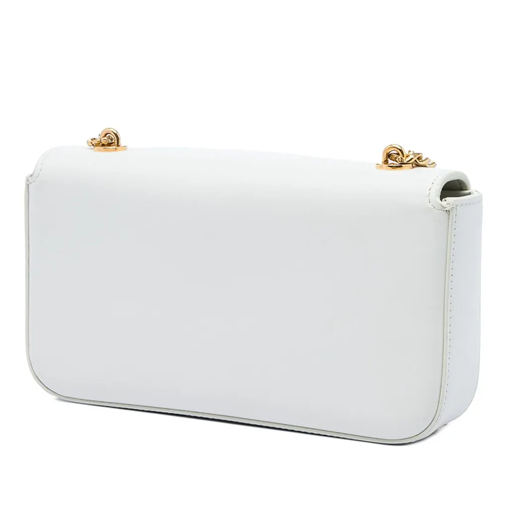 Celine Calfskin Cuir Triomphe Chain Shoulder Bag White Leather Good - Back View