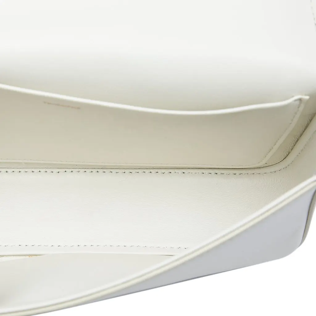Celine Calfskin Cuir Triomphe Chain Shoulder Bag White Leather Good - Model View